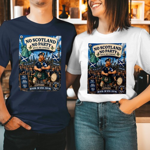 Tartan Army World Cup Poster T-Shirt, No Scotland No Party 2026 Fixtures Shirt, Tournament Commemorative Fan Top, We'll Be Coming USA CAN MEX Tee