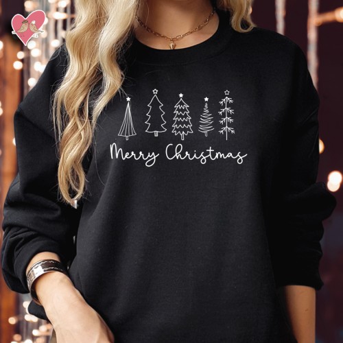 Merry Christmas Tree with Stars Sweatshirt