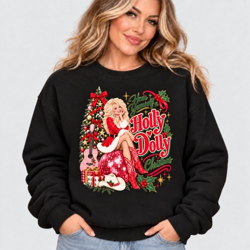 Have Yourself A Holly Dolly Christmas Sweatshirt | Country Music Country Girl Xmas Jumper