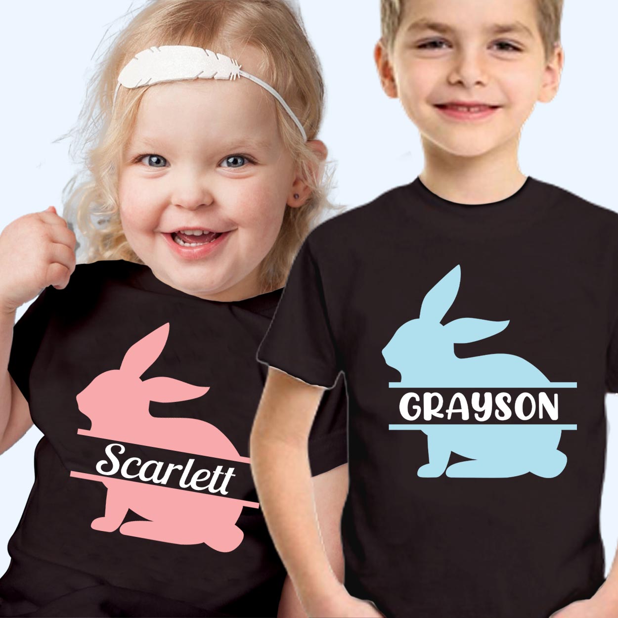 Personalised Kids Bunny Rabbit Easter Custom Name Child T-Shirt