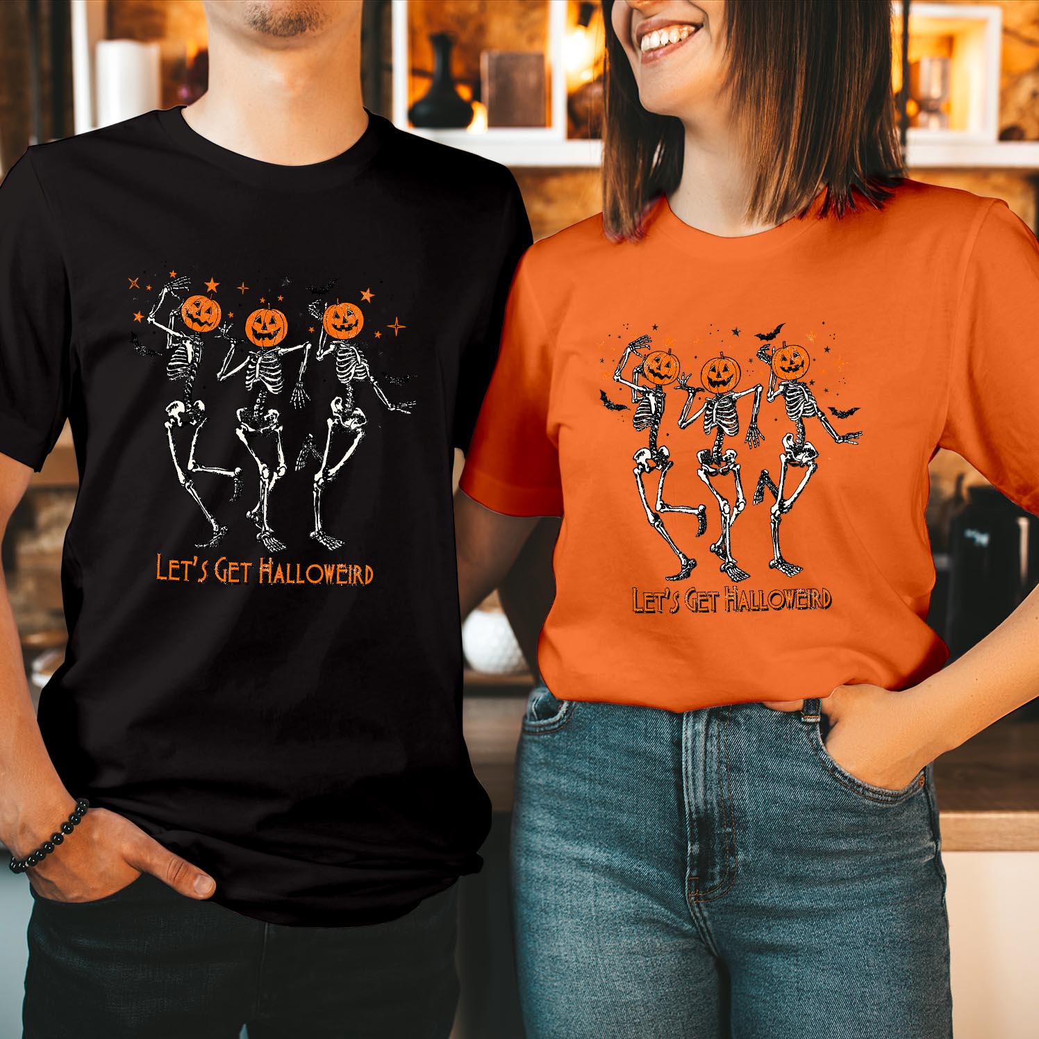 Skeleton Let's Get Halloweird T-Shirt Spooky Halloween Celebrations Parties Trick or Treating and Spooky Season Funny Men Women Unisex Gift T Shirt