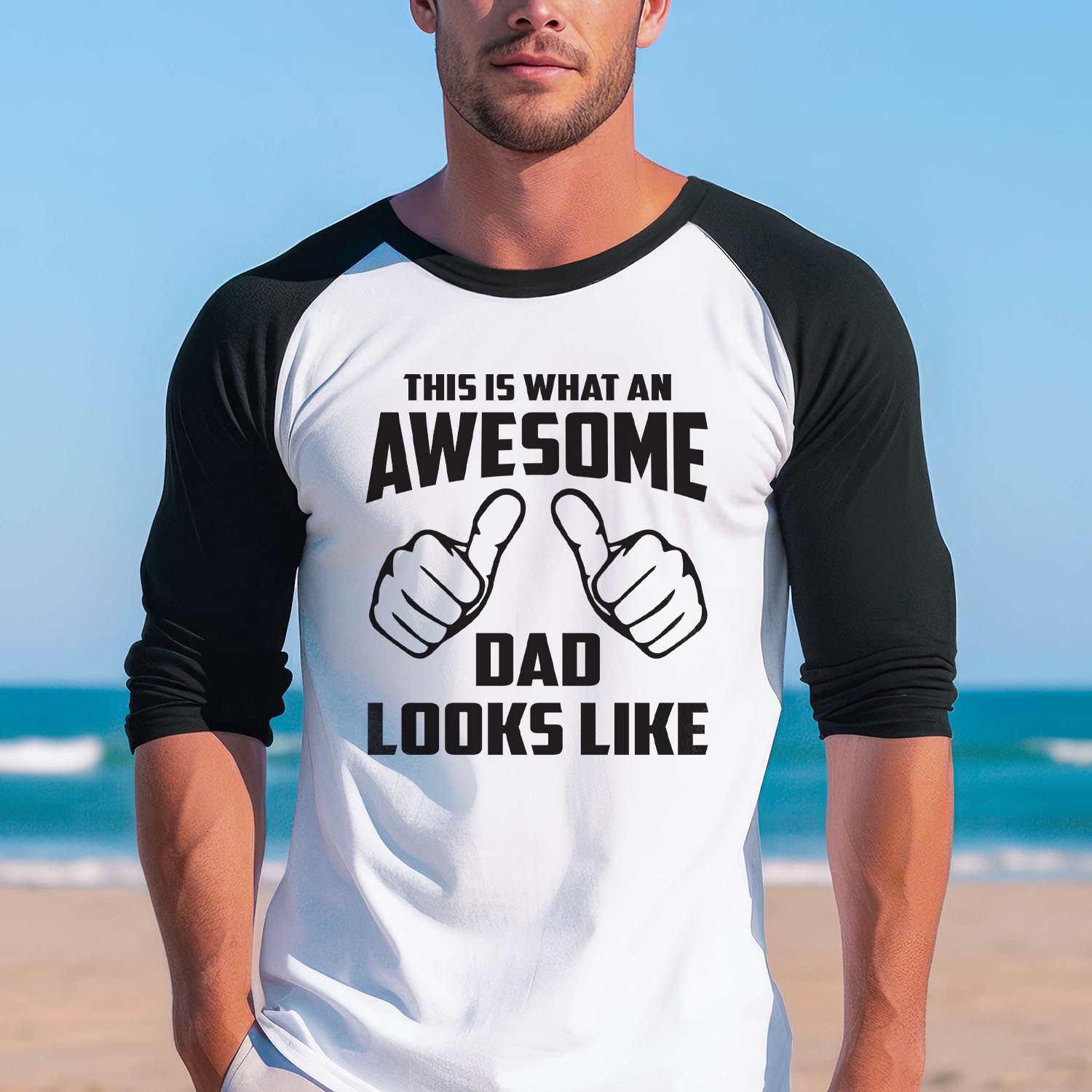 This is What an Awesome Dad Looks Like Baseball Long Sleeve Shirt - Father Best Dad Father's Day Funny Dad Birthday Gift Shirt