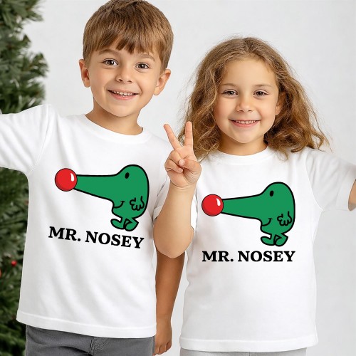 Mr Nosey Red Nose Day T Shirt, Official Comic Relief T-Shirt & Tops, Funny Mr Men Charity Clothing, Kids & Childrens Red Nose Day Tee