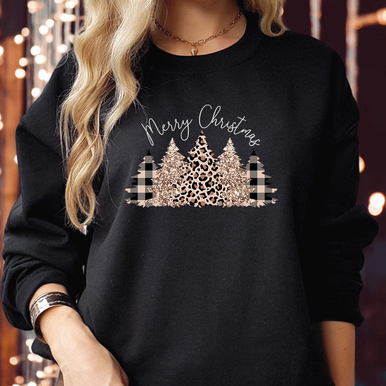 Leopard Print Merry Christmas Tree Sweatshirt