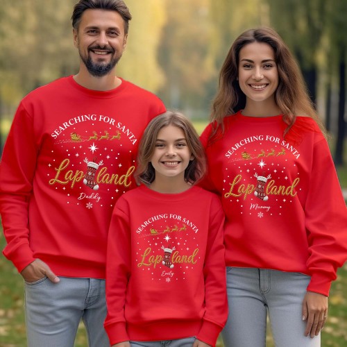 Personalised Lapland 2026 Family Matching Sweatshirt, Custom Reindeer Antler Xmas Holiday Jumpers, Festive Christmas Pullover Tops