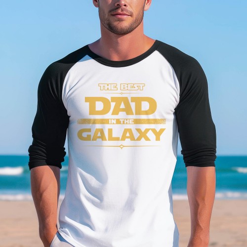 The Best Dad in the Galaxy Baseball Long Sleeve Shirt - Best Dad Father's Day Funny Chef Grandpa Dad Birthday Gift T-Shirt
