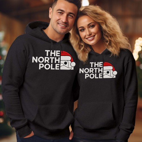 The North Pole Parody Christmas Printed Hoodie Santa North Pole Festive Xmas Gift Jumper Hoody