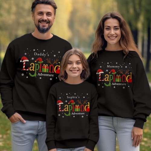 Personalised Lapland 2026 Family Matching Sweatshirt, Custom Christmas Letters Holiday Jumper, Festive Xmas Character Pullover Gift