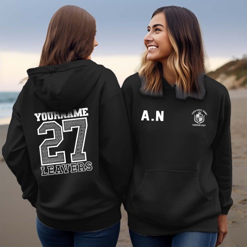 PERSONALISED School Leavers Hoodie 2027, Custom Class of 2027 Graduation Jumper, Initial & School Name Leaver Hoodies, Primary School Leavers