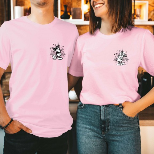 Magical Disney Mickey Minnie Holiday Shirt, Matching Family Trip Xmas Gifts, Disneyland Summer Vacation Top, Mickey Minnie Castle Kids Men Women Tee