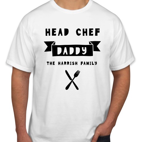 Personalised Head Chef Custom Text  Father's Day T-Shirt Funny Fathers Day Top Chef Grandpa Dad Birthday Cooking Gift T Shirt