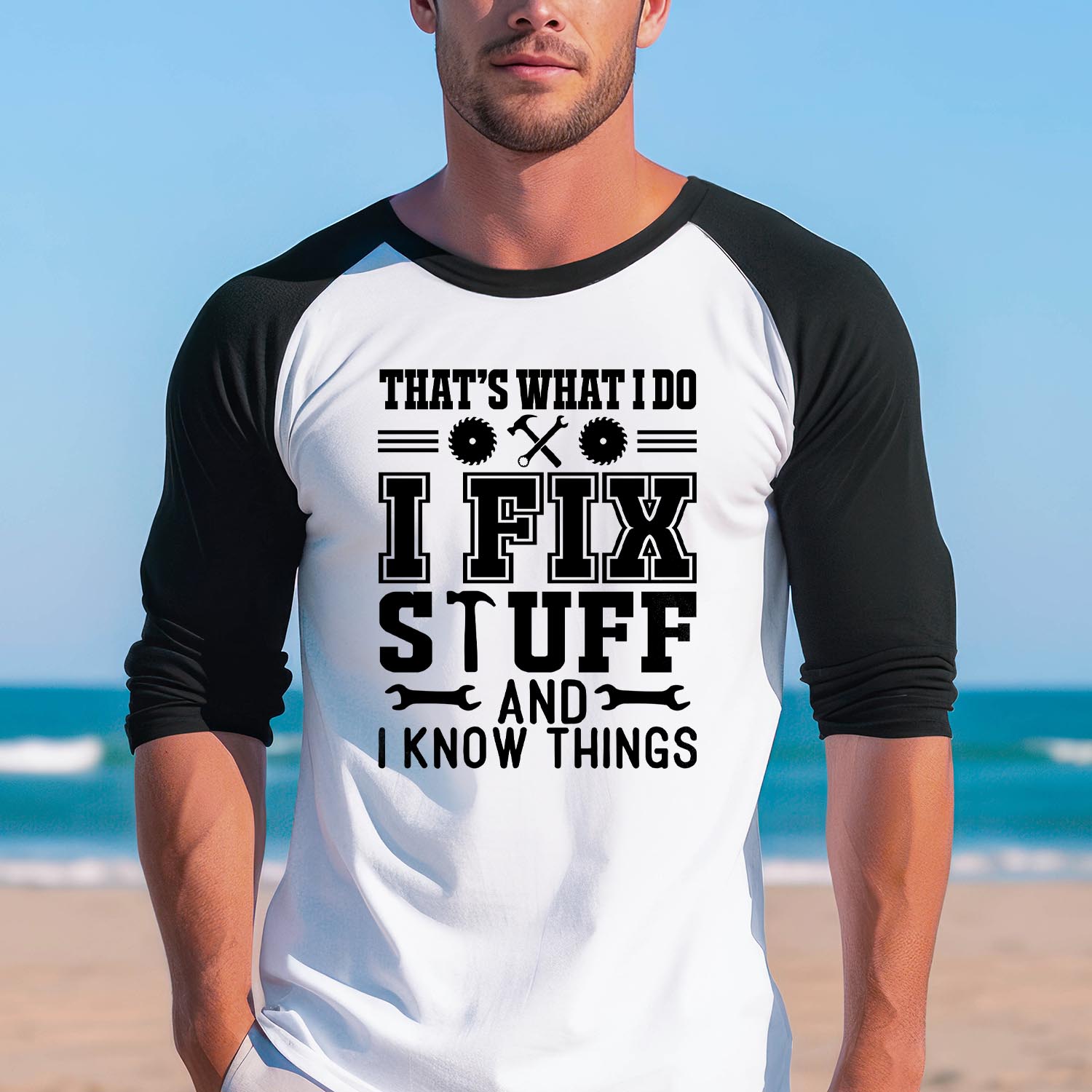 That's What I Do I Fix Stuff And I Know Things Baseball Long Sleeve Shirt - Best Dad Father's Day Dad Birthday Gift T-Shirt