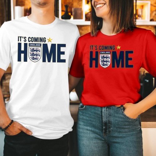 England It's Coming Home T-Shirt, Three Lions Football Anthem Tee, World Cup Supporter Top, Men’s Women’s Kids Birthday Sport Football Apparel