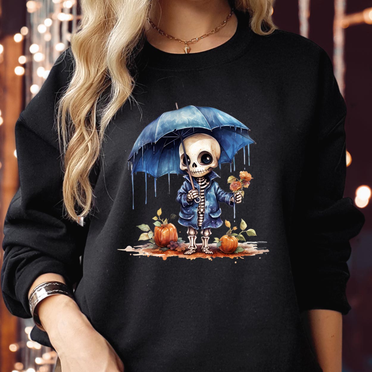 SWEATSHIRT (1851) Cute Halloween Skeleton