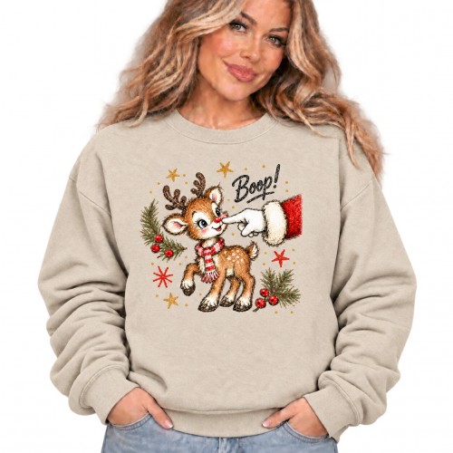 Cute Santa Boop Reindeer Christmas Sweatshirt | Festive Vintage Rudolph Xmas Jumper
