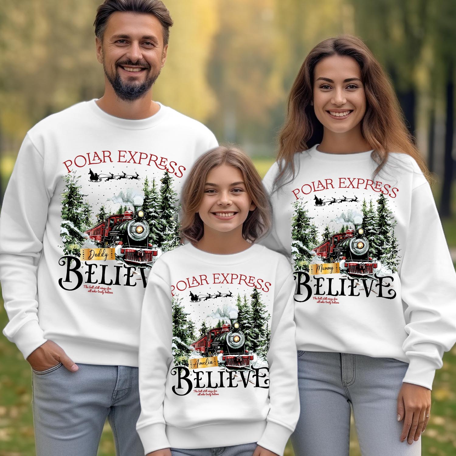 Personalised Polar Express Christmas Sweatshirt All Aboard Family Crewneck Believe Christmas Sweater Custom Polar Express Gift Top