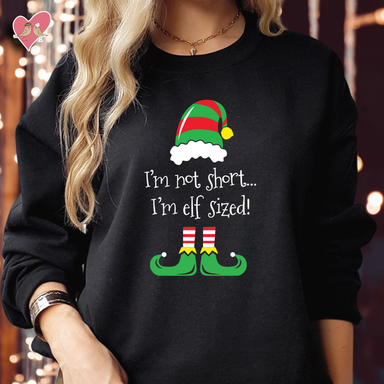 I'm Not Short I'm Elf-Sized Christmas Sweater, Funny Holiday Elf Tee, Cute Christmas Top for Women, Men, and Kids, Festive Xmas Elf Graphic Sweater, Perfect Christmas Gift Sweater