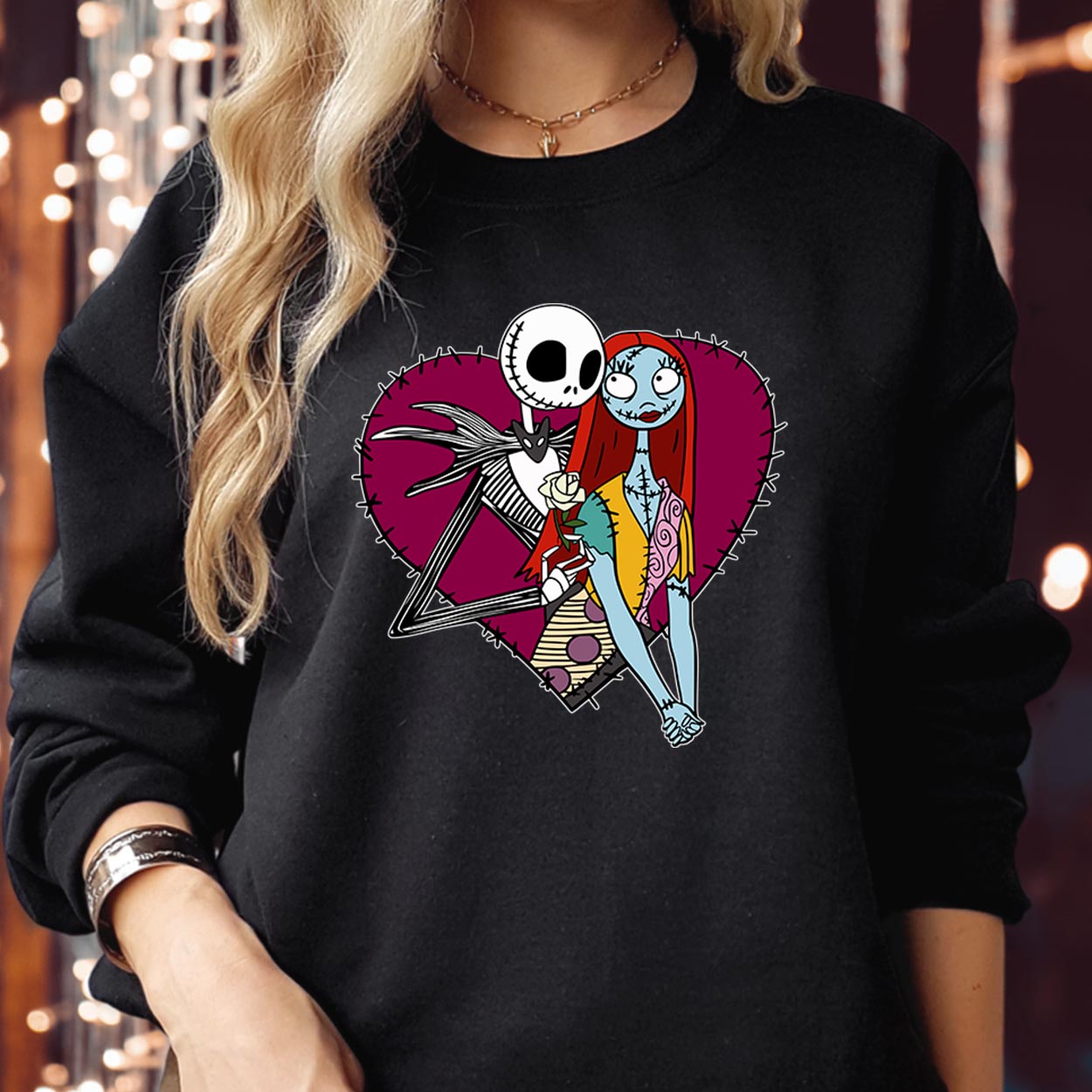 SWEATSHIRT (1981) Jack and Sally Halloween Heart