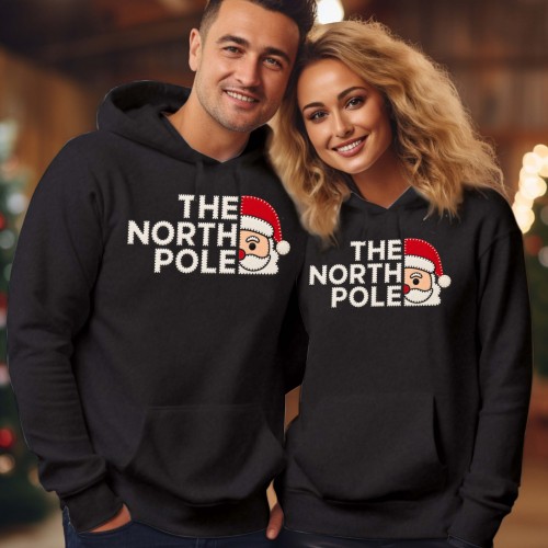 The North Pole Parody Christmas Printed Hoodie | Santa North Pole Festive Gift Jumper Xmas Hoody