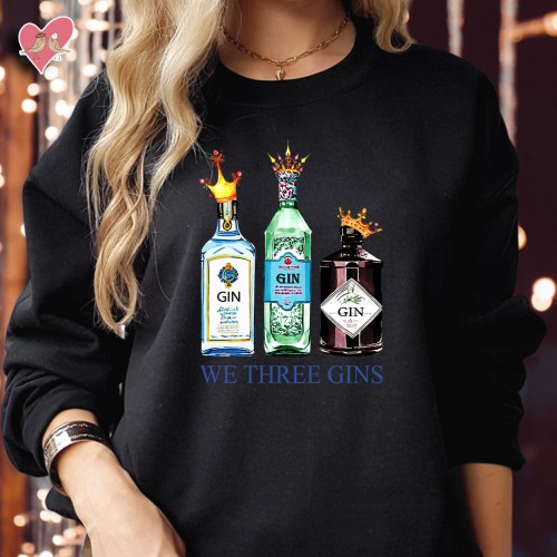 We Three Gins Funny Christmas Jumper, 3 Kings Gin Xmas Sweater, Alcohol-Themed Festive Top, Novelty Drinking Christmas Jumper, Gin Lovers Holiday Sweater, Funky Gins Christmas Clothing