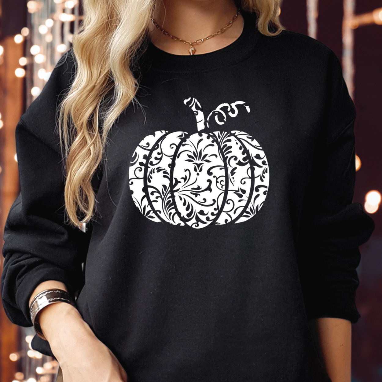 SWEATSHIRT (1710) Floral Autumn Pumpkin