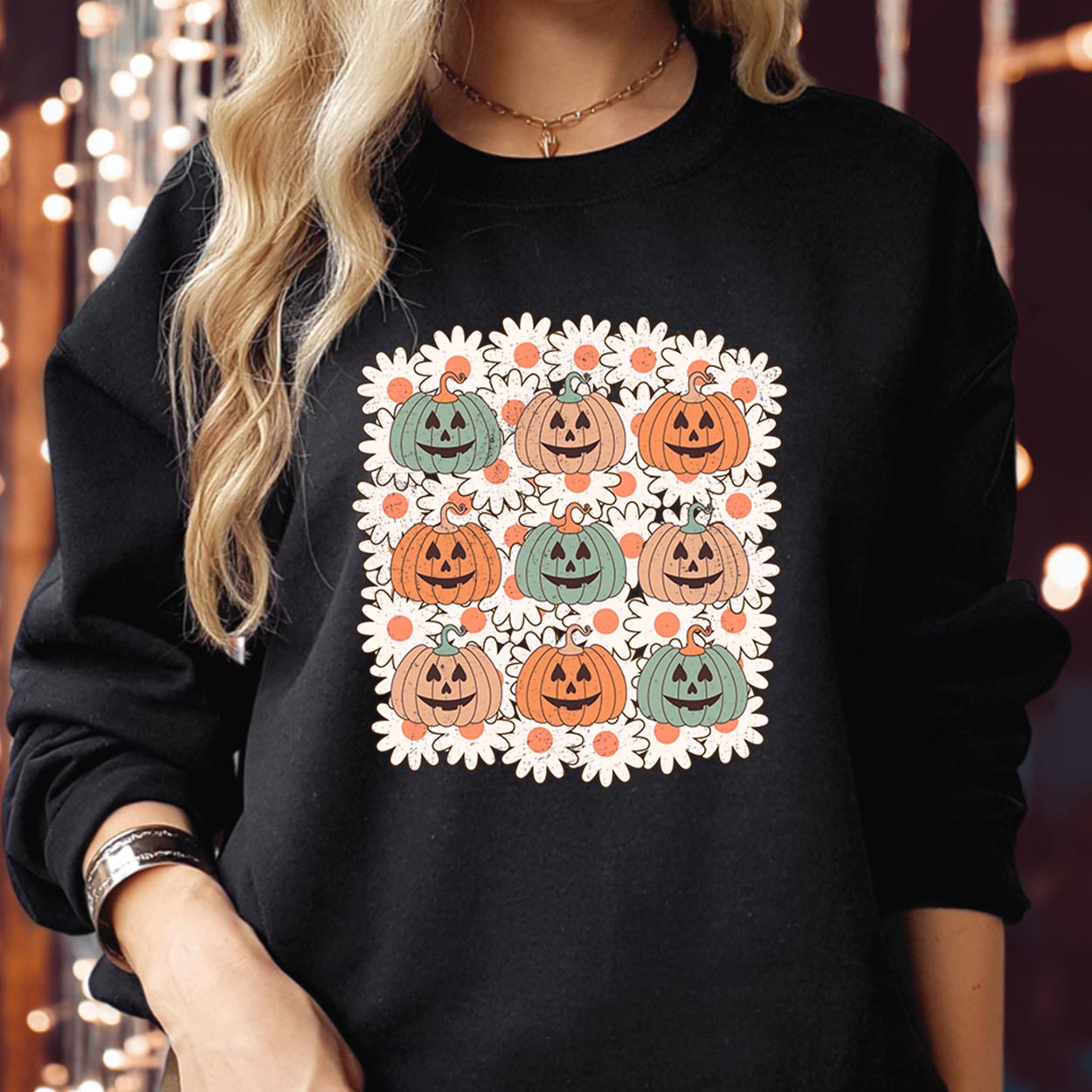 SWEATSHIRT (1886) Thanksgiving Halloween Retro Pumpkins