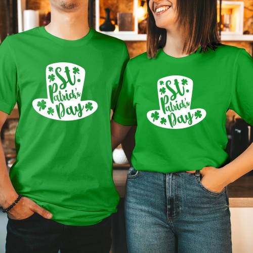 St Patricks Day Shamrock Hat T-Shirt, Funny St Patricks Day T-Shirts for Adults, Mens & Womens St Pattys Shirt, Lucky Leprechaun Gift Tee