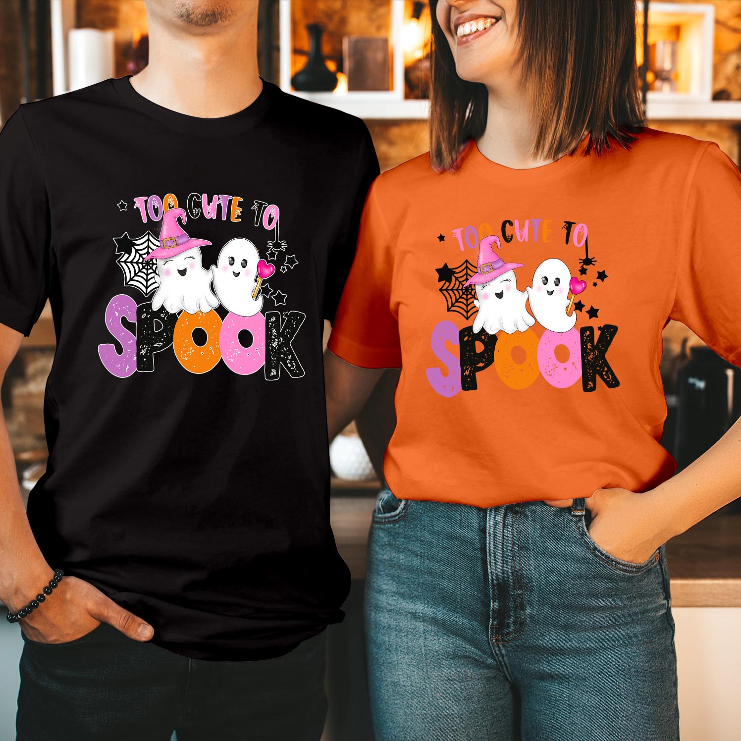 Too Cute to Spook Halloween T-Shirt Adorable Pink Girl Ghost Design for Adults Fun and Festive Halloween Apparel Ladies Funny Men Women Unisex T Shirt