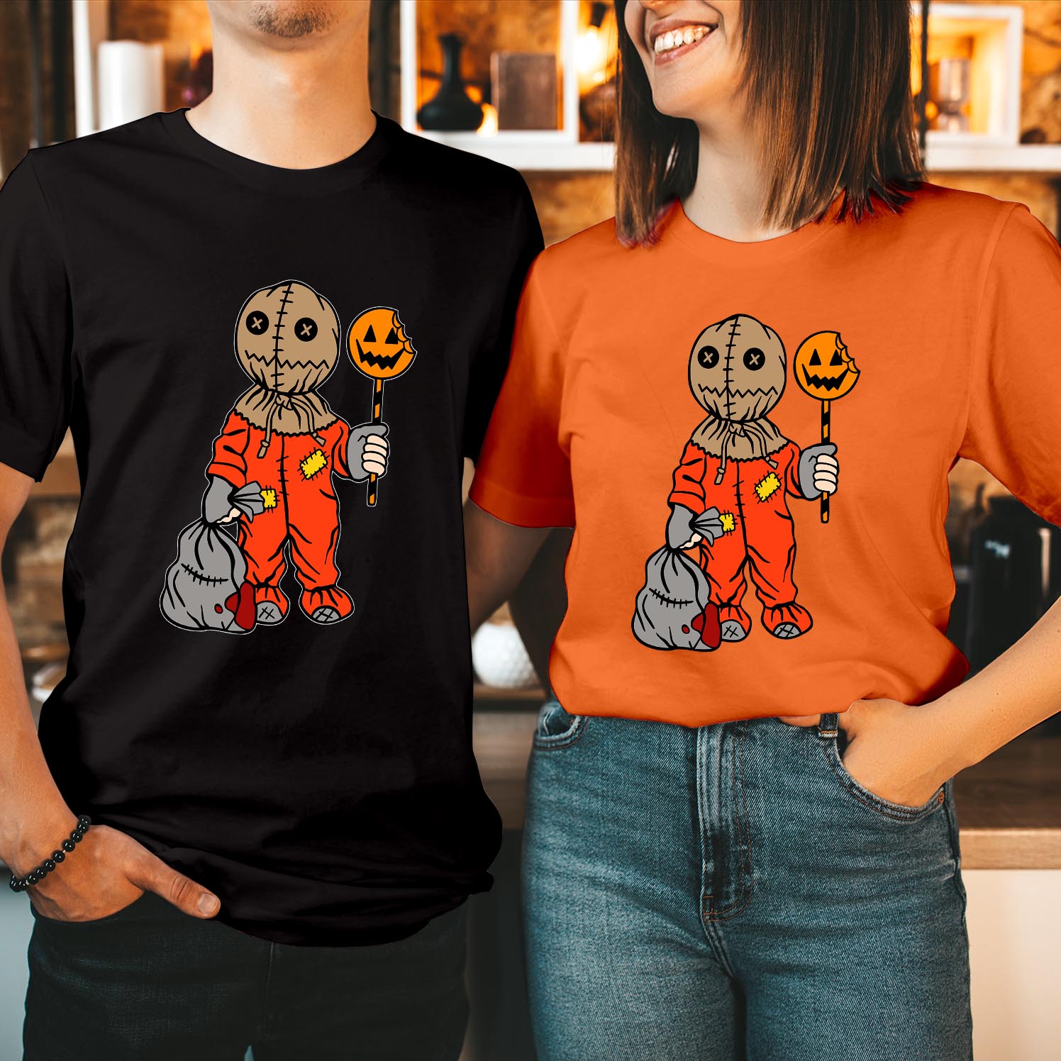 Sam Trick or Treat Halloween T-Shirt Embrace the Horror of Trick R Treat Iconic Pumpkin Perfect for Spooky Fans of Sam's Chilling Halloween Unisex T Shirt