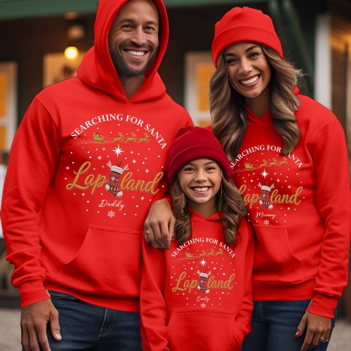 Personalised Lapland 2026 Family Matching Hoodie, Custom Reindeer Antler Xmas Holiday Jacket, Festive Christmas Hooded Jumper