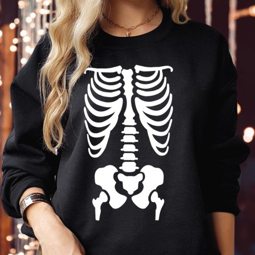 Rib Cage X-Ray Skeleton Sweatshirt, Vintage Goth Halloween Jumper, Minimalist Spooky Anatomy Pullover, Retro Alternative Lounge Crewneck Top