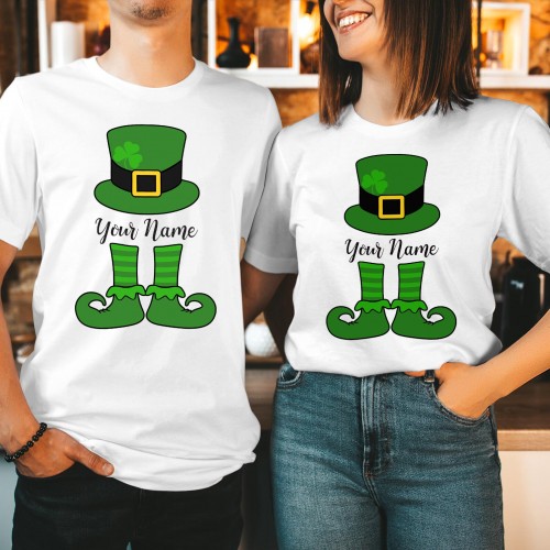 Personalised Leprechaun Hat St Patricks Day T-Shirt, Funny St Patrick's Day Shirts for Adults, Mens & Womens St Pattys Shirt, Lucky Shamrock