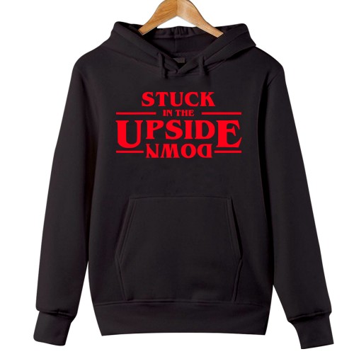 Stuck In The Upside Down Hoodie, Stranger Things Jacket, Hellfire Club Merch, Hawkins High School Sweater, TV Series Tops, Retro 80s Thriller Jumper