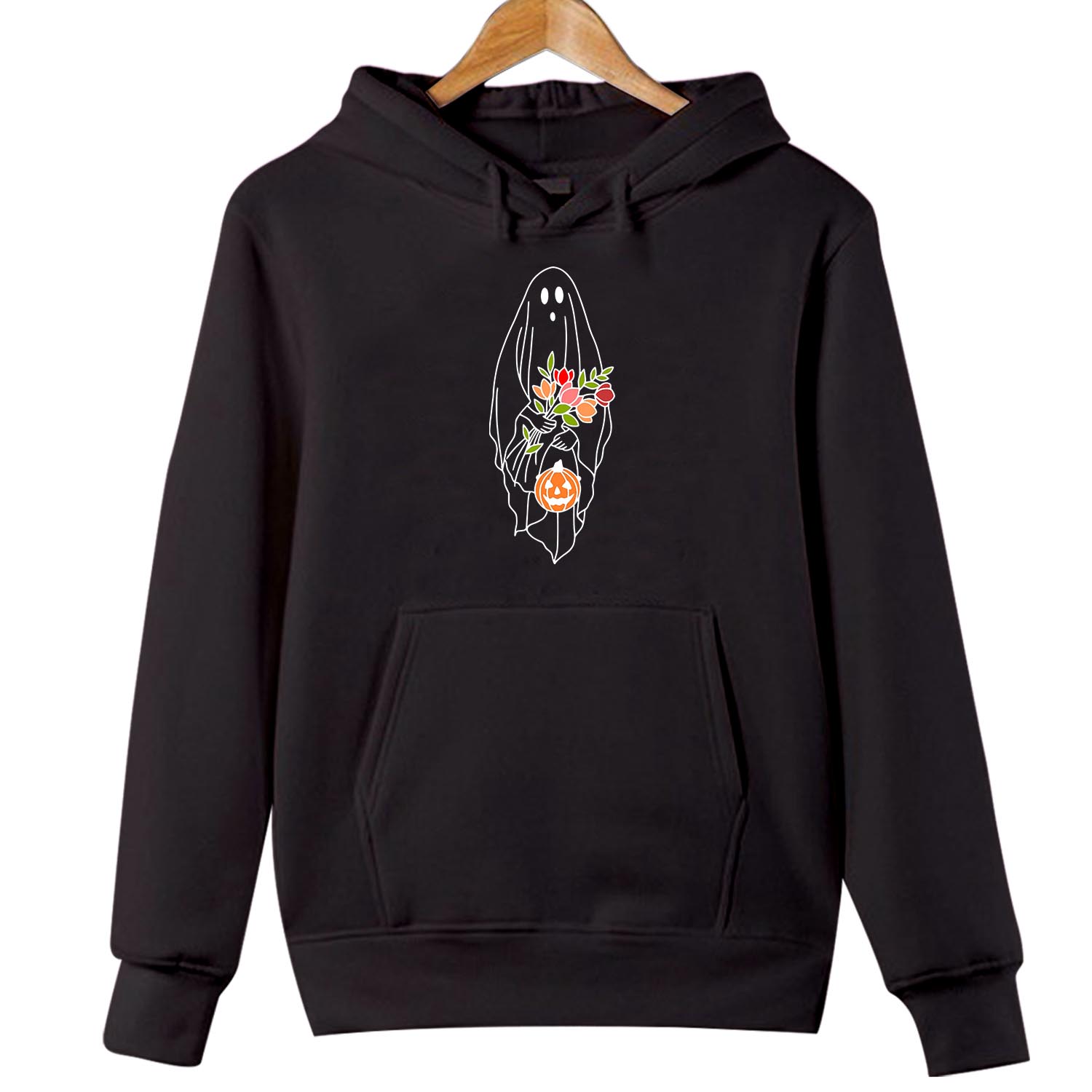 HOODIES (1797) Floral Spooky Scary Halloween Ghost