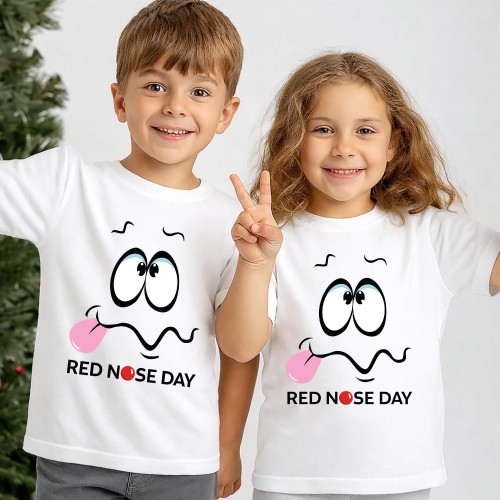 Official Red Nose Day Silly Face T-Shirt, Comic Relief T Shirt & Tops, Funny Character Charity Clothing, Kids & Childrens Red Nose Day Tee