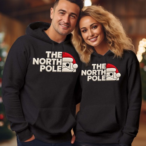 The North Pole Parody Christmas Printed Hoodie Santa North Pole Festive Xmas Gift Jumper Hoody Top