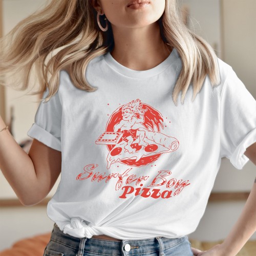 Surfer Boy Pizza Shirt, Stranger Things T-Shirt, Argyle Merch, Hawkins High School Tee, TV Series Tops, Retro 80s Pizza Graphic Tops