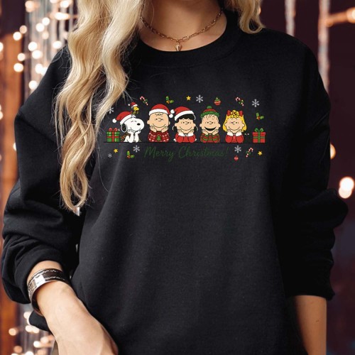 Snoopy Christmas Jumper, Peanuts Gang Head Tilt Xmas Sweatshirt, Charlie Brown Festive Lineup Sweater, Merry Christmas Family Gift