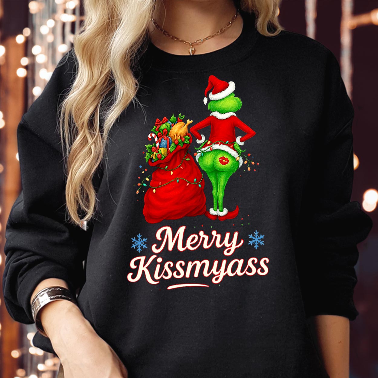 Merry KISSMYASS Sweatshirt Funny Christmas Sweater Shirt Offensive Xmas Hoodie Adult Humor Rude Ugly Sweatshirt Jumper