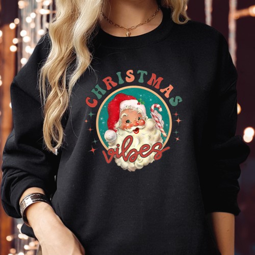 Christmas Vibes Cute Santa Christmas T-Shirt – Festive Holiday Graphic Tee for Women, Men & Kids – Funky Kittens Xmas Collection