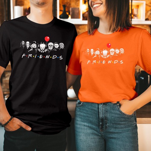 Friends Horror Scary Movies Team Halloween T-Shirt Spooky Friends Forever Costume Scary Movie Lovers Apparel Men Women Kids Unisex Gift T Shirt