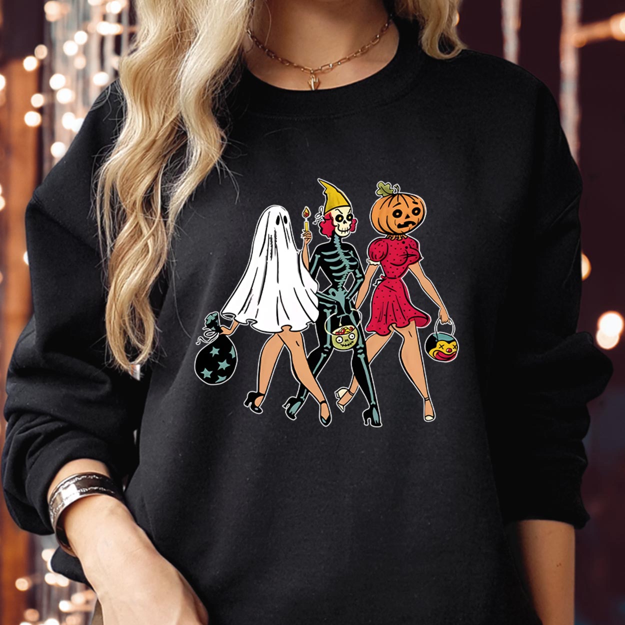 SWEATSHIRT (1894) Retro Halloween Ghouls