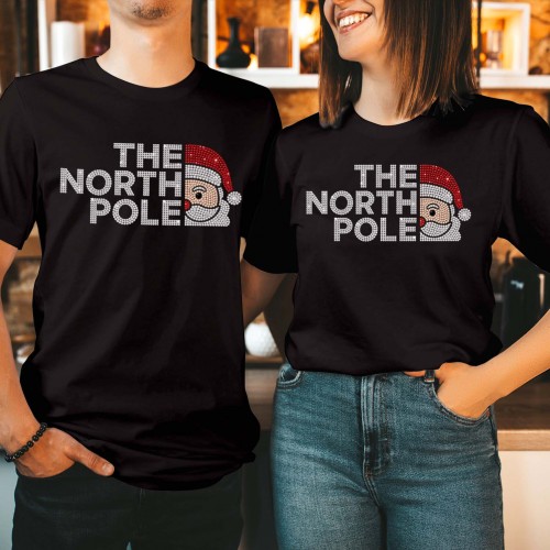 The North Pole Parody Christmas Printed T-Shirt Santa North Pole Festive Xmas Couple Xmas Gift Tee