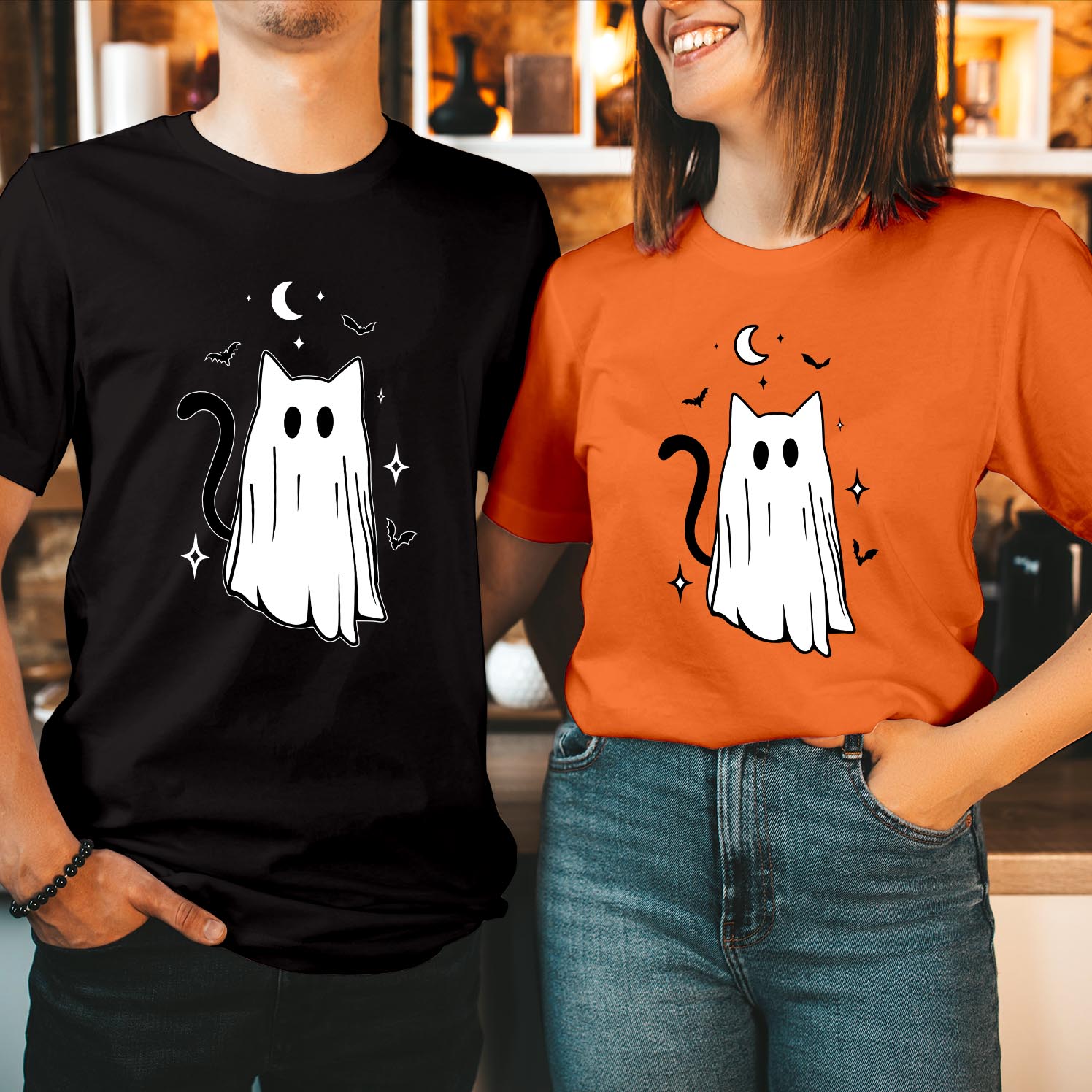 Black Cat Scary Pumpkin Moon Halloween T-Shirt Perfect Spooky Season Tops for Ladies Men Women & Kids, Stylish Comfortable for Halloween Celebrations T Shirt