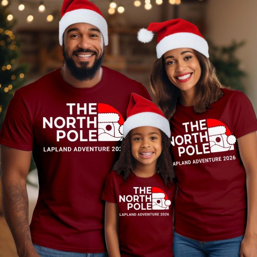 The North Pole Lapland Adventure 2026 Family Matching Christmas T-Shirt, Santa Claus Holiday Shirts, Merry Xmas Gift for Mum, Dad, Kids Unisex T Shirt