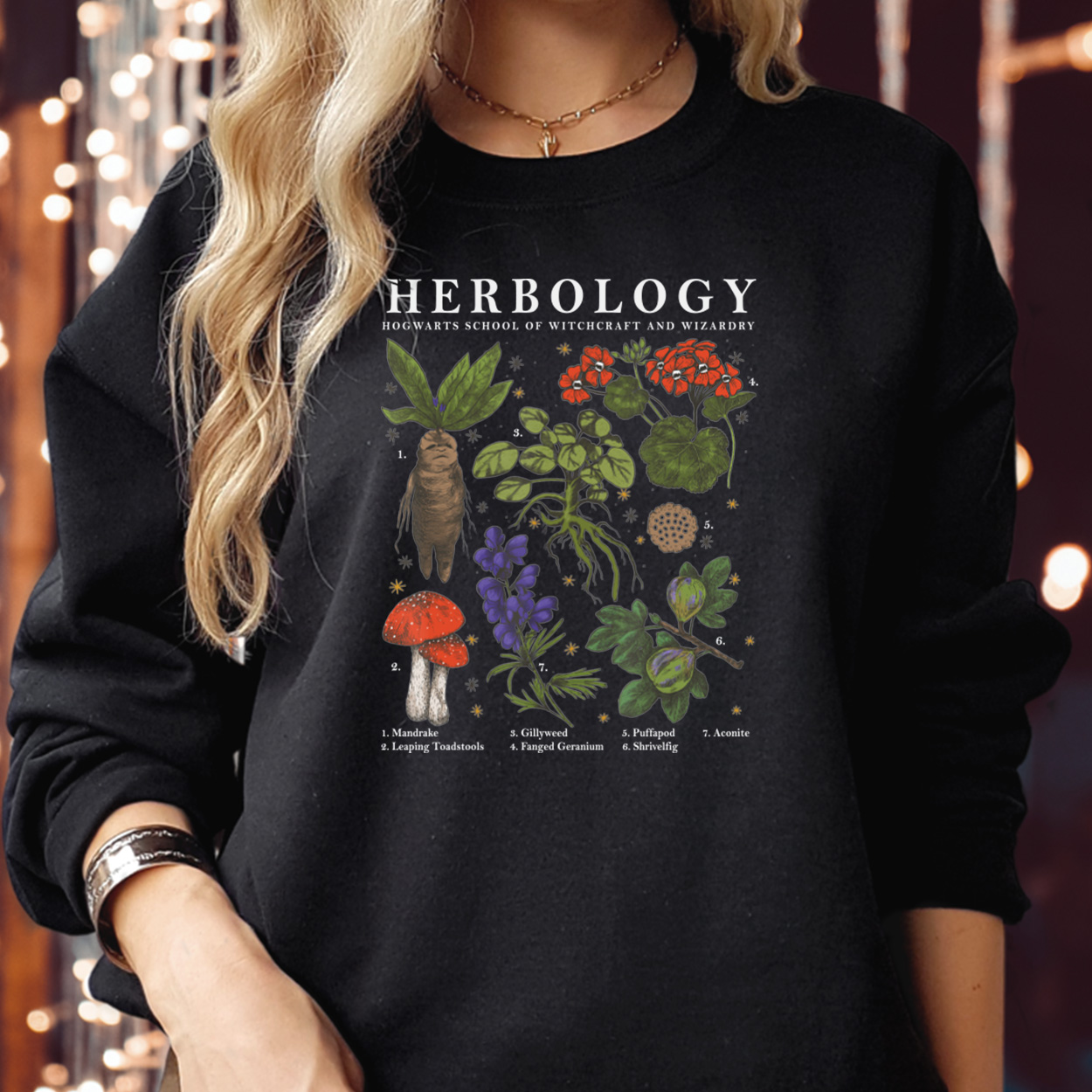 SWEATSHIRT (1763) Hogwarts Herbology Plants Halloween T-Shirt