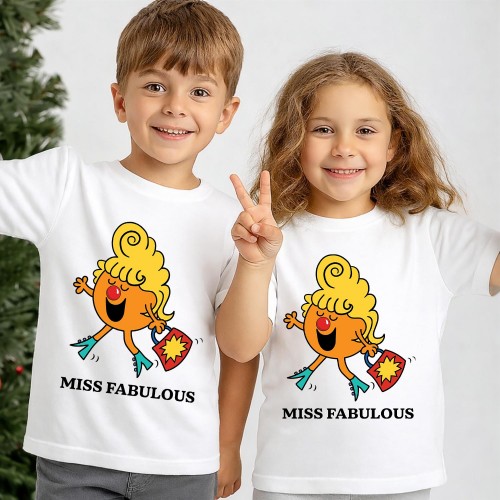 Little Miss Fabulous Red Nose Day T Shirt, Official Comic Relief T-Shirt & Tops, Funny Book Character Charity Clothing, Kids & Childrens Red Nose Day Tee