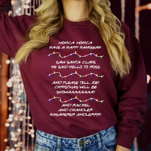 Monica Have A Happy Hanukkah Christmas Sweatshirt, Funny Phoebe Song Holiday Jumper, Retro TV Show Quote Crewneck Festive Winter Gift Xmas Sweater