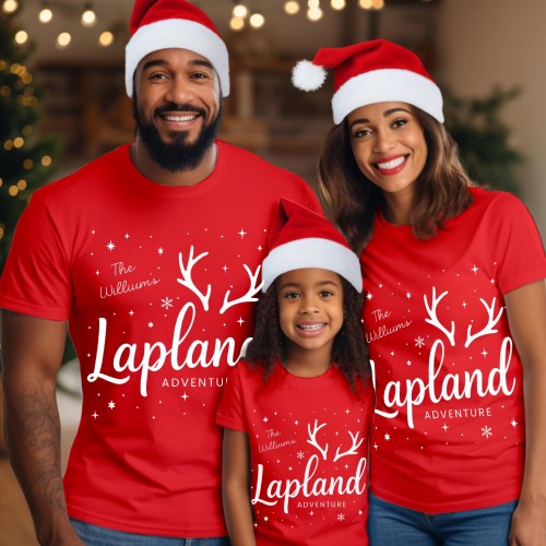 Personalised Lapland 2026 Family Matching Christmas T-Shirts, Custom North Pole Santa Holiday Shirts, Festive Xmas Gift Top
