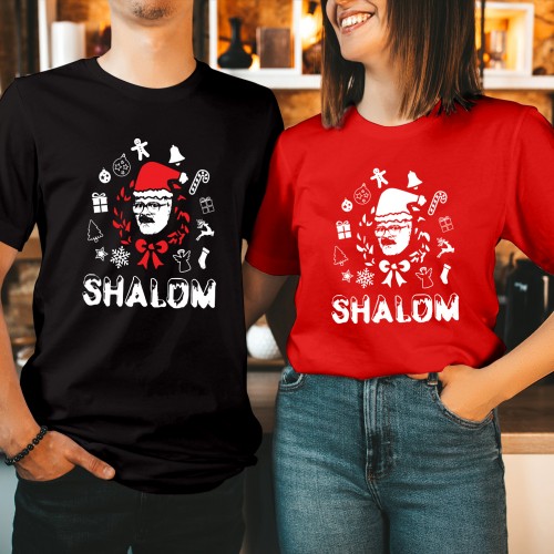 Shalom Jackie Christmas Snowflake T-Shirt, Funny British Comedy Sitcom Tee, Cute Matching Family Outfits Winter Graphic Jim Xmas Wreath Shirt